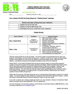 VISIBLE SMOKE TEST INFO SHEET SC1 V